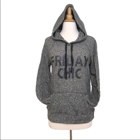 Friday Chic Graphic Hoodie Sweatshirt Heather Grey - Picture 2 of 2